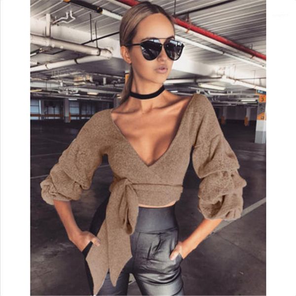 

women winter knitted jumper solid sweater pullover knitwear v-neck crop 1, White;black