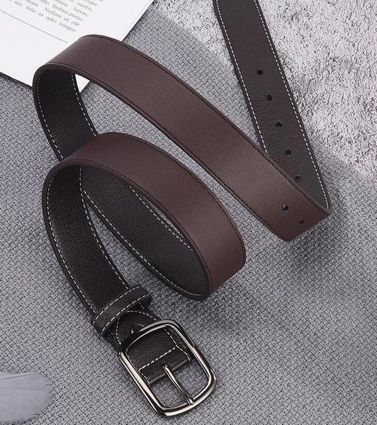 

20hi-tie men's belt cowhide leather strap belts for men cowboy casual fashion classice vintage pin buckle belt 1001, Black;brown