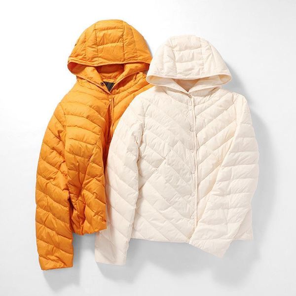 

women's jackets 2021 winter brand women's clothing fashionable all-match warm hooded jacket white duck down lightweight women&#039, Black;brown