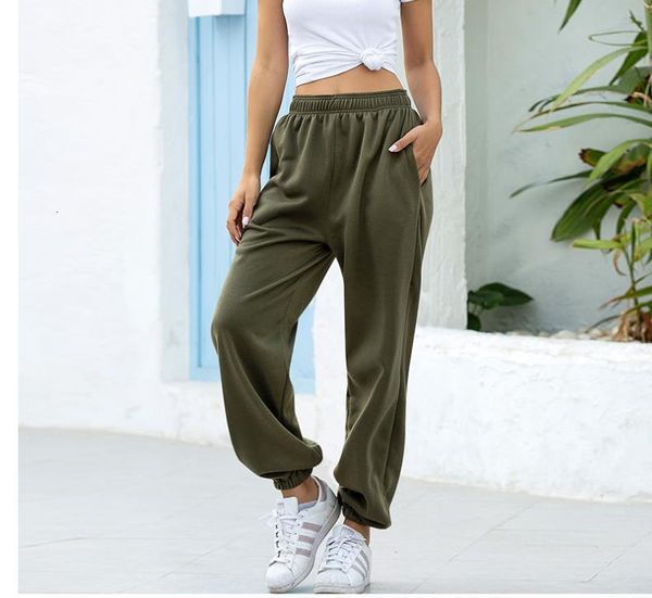 

летние осенние брюки женщины новые повседневные длинные брюки стройная высокоэластичная талия сплошные цветовые брюки женские теплые спортив, Black;white