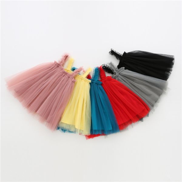 

girls sling dress summer style children lace solid princess dress toddler tutu skirts for baby girl kids suspender skirt wq411, Red;yellow