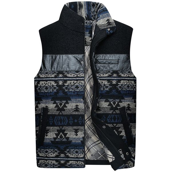 

2021 new male class jacquard wool snap winter sleeveless jacket gilet grosso bodywarmer black vest xxl 8a4j, Black;white