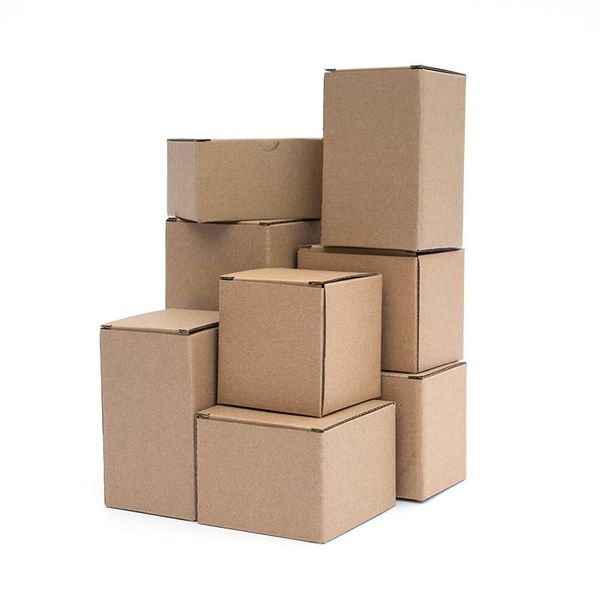 

10pcs / kraft paper box rectangular black pink gift box 3-layer corrugated paper packaging small custom size/printing logo