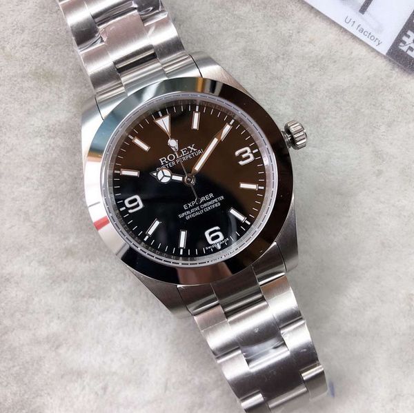 

u1 factory outlet men's watch 40mm automatic movement stainless steel watch men's 2813 mechanical designer light blue watch fashio, Slivery;brown