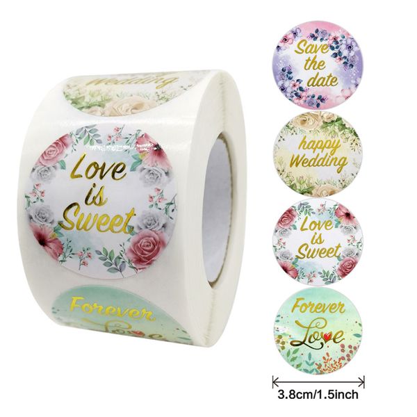 

500pcs roll 1.5inch love flower wedding party decor seal label paper envelope gift box invitation stickers