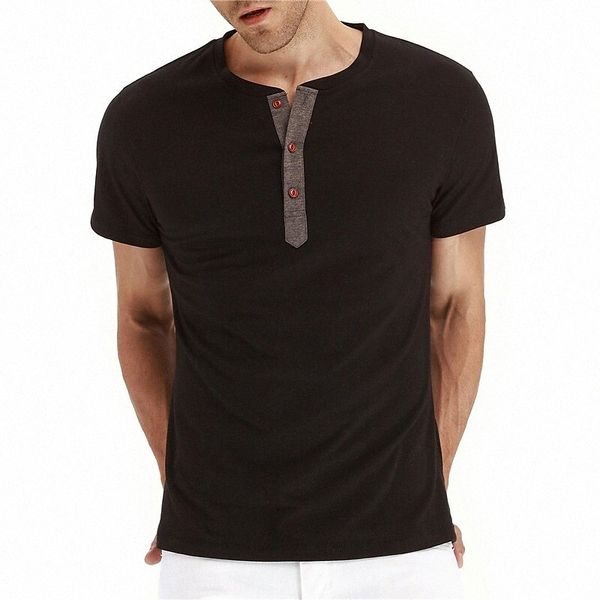 

men's henley shirt t shirt solid color henley casual daily button-down short sleeve lightweight fashion big and tall gentleman black /, White;black