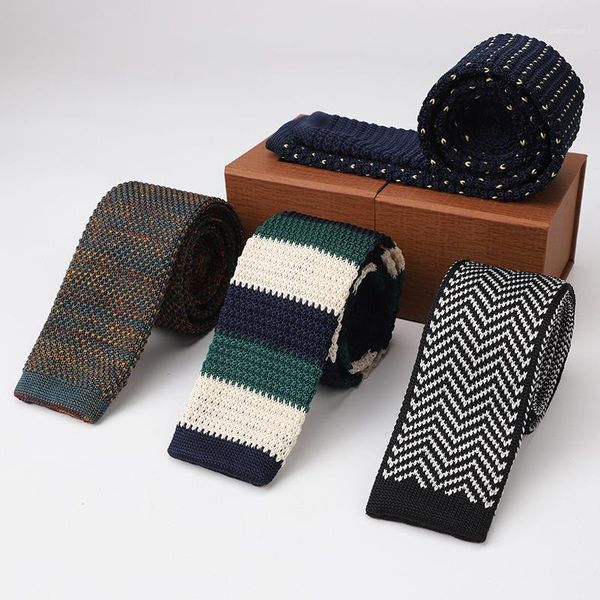 

2020 genuine brand slim 6cm men's striped tie narrow knitted neck tie business woven knit colourful cravate party gift1, Black;gray
