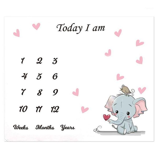 

blankets & swaddling baby monthly record growth milestone blanket born cute animal pattern cloth b2qd1
