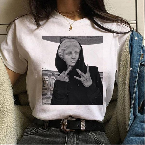 

aesthetic t shirt women grunge harajuku funny ulzzang graphic tshirt hip hop female t shirt streetwear short sleeve, White