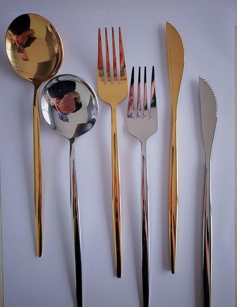 

stainless steel mirror tableware gold knife meal spoon fork tea spoon flatware simple exquisite western dinn bbypqe bde_luck