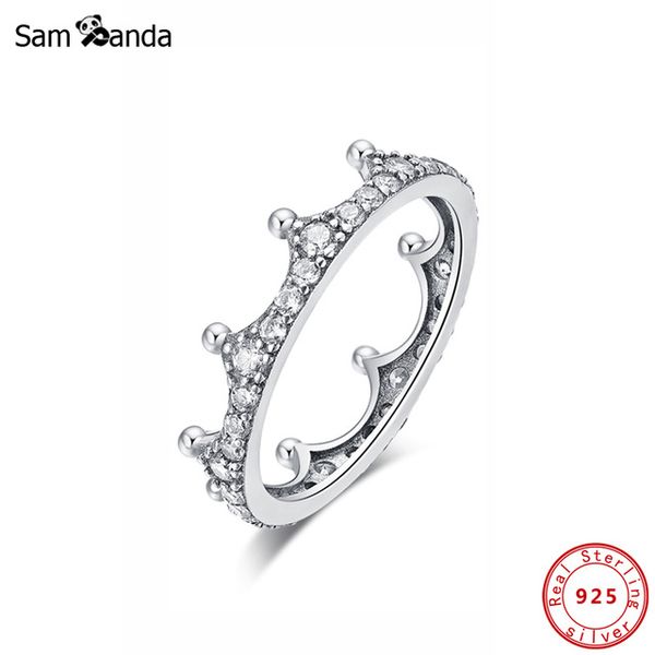

ewelry & Accessories New Original 100% 925 Sterling Silver Ring Enchanted Crown Stackable Rings Vintage Clear CZ Tiara Gold Color For Wom...