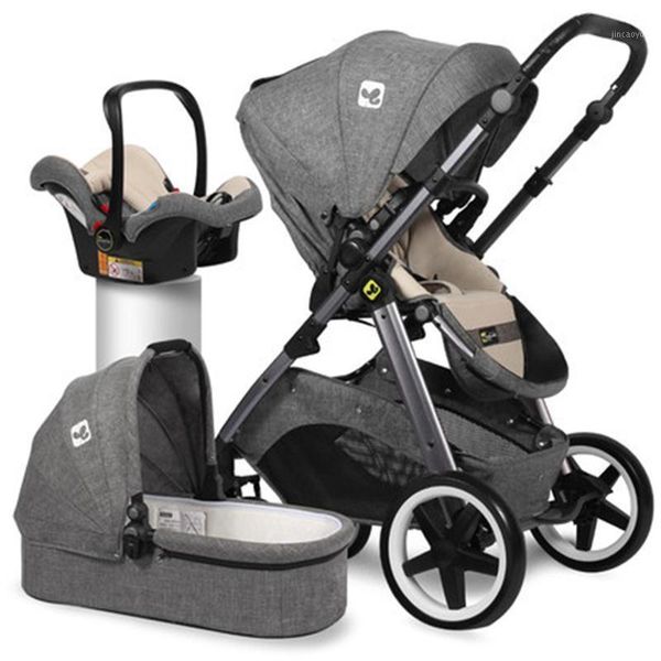 

luxury 3 in 1 baby stroller high view pram two way absorber multi-function lightweight kid car1