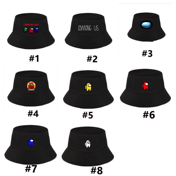 

game among us bucket hat cartoon anime print hats wide fedora sunscreen cotton fishing hunting cap men travel sports sun hats visor g11306, Yellow