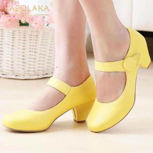 

dress shoes lapolaka big size 43 high heels office ladies pumps woman wholesale sweet mary janes elegant female1, Black