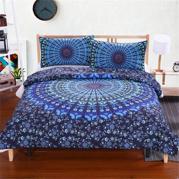 

bedding sets bohemian mandala set  king double blue duvet cover flower printed bedclothes pillowcase 3pcs home textiles