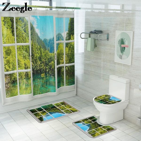 

bath mats printed scenic bathroom mat shower curtain set toilet carpet floor decorative