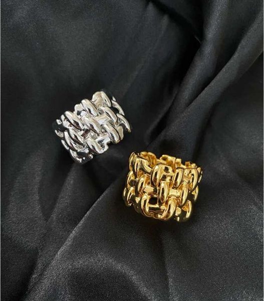 

18kgp fashion woven cross style ring, Golden;silver