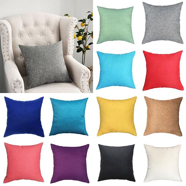

pillow case 40*40cm plain linen pillowcase nordic sofa solid color eco-friendly soft waist cover home decoration