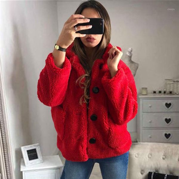 

elegant faux fur coat women 2020 autumn winter warm soft zipper fur jackets female plush overcoat pocket casual teddy outwear 501, Black