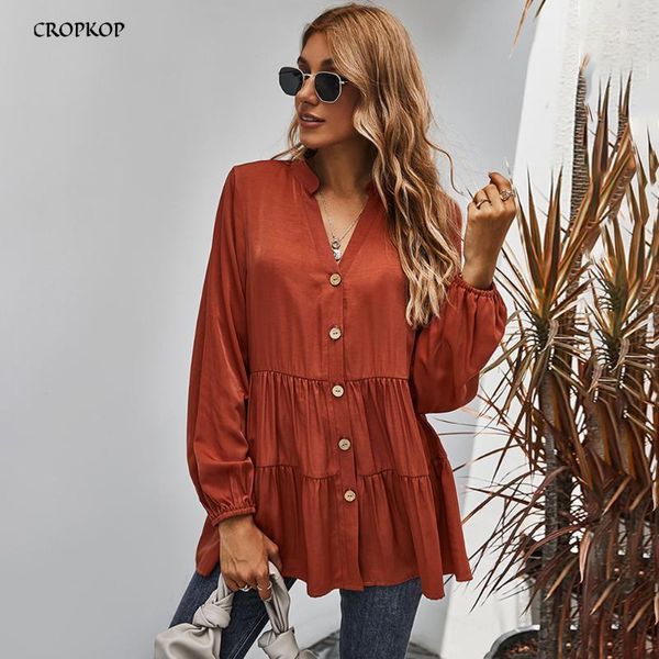 

shirts autumn spring casual ruched baggy womens clothes black long sleeve button up blouses 2020 fall for women fashion1, White