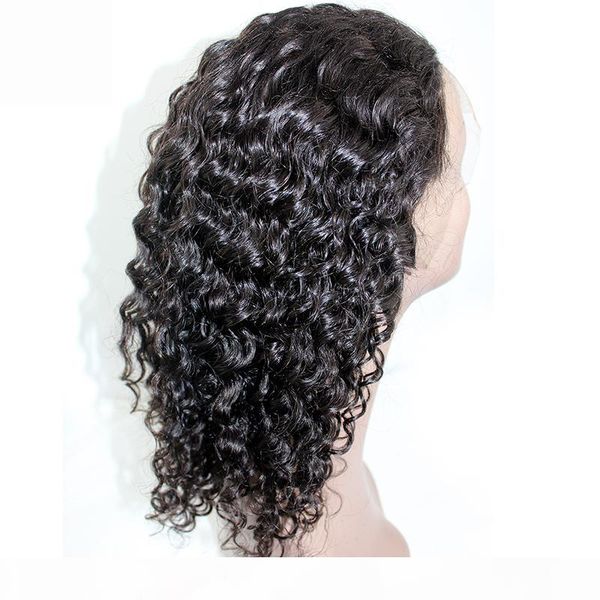 

deep wave human hair lace front wigs natural color 13x6 t type lace wigs lace frontal wigs remy hair, Black;brown