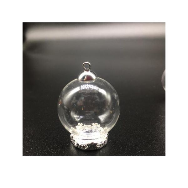 

100sets 25*15mm miniature terrarium metal glass globe with jewelry findings set glass vial pendant wishing bottle glass bbyrmr, Black