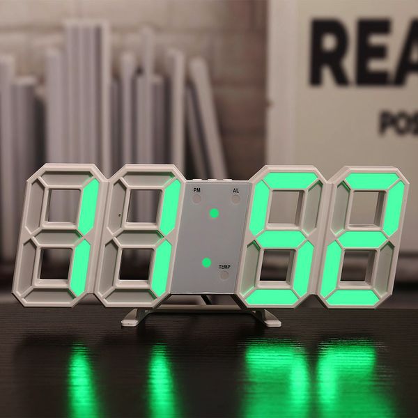 3D LED Digital Clock Glowing Night Mode Brightness Adjustable ...