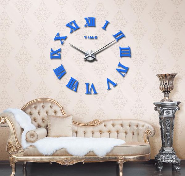 

wholesale-promotion 2016 new home decor large roman mirror fashion modern quartz clocks living room diy wall clock watc bbyblg lg2010