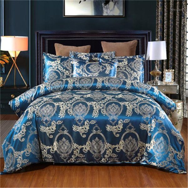 

satin jacquard 2/3 pcs set 2020 new arrival bedding set classcial pattern style quilt cover and pillowcase cover1
