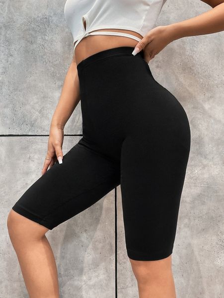 

solid biker shorts p5qs#, Black