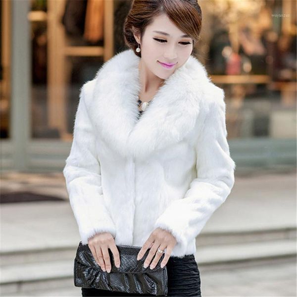 

autumn winter warm thick faux fur coat women long sleeve cotton down fur jacket female slim parkas short outwear sf11041, Black