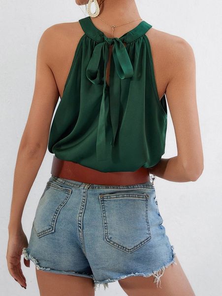 

tie back satin halter a2sc#, White