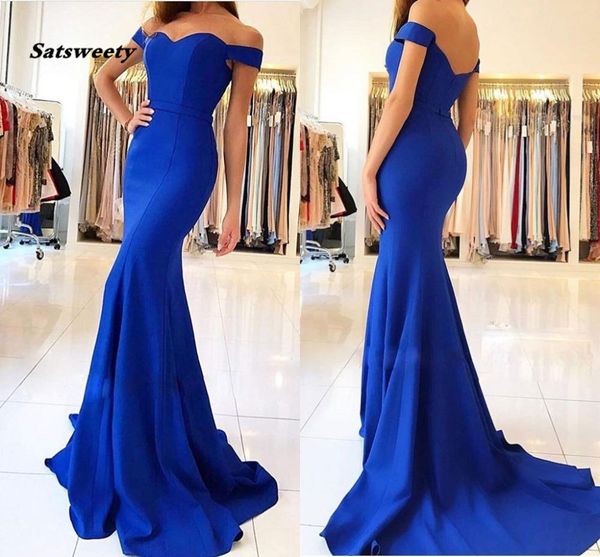 

off shoulder mermaid prom dresses long zipper back sweep train simple party evening gowns vestidos de fiesta cheap, Black