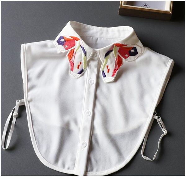 

black embroidery fake collar shirt chiffon white detachable collar fake women ladies false blouse lapel collar ha qylwqi, Blue;red