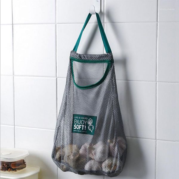 

storage bags 1pcs fruit and vegetable hanging bag type, reusable washing durable, tear-resistant household bag1