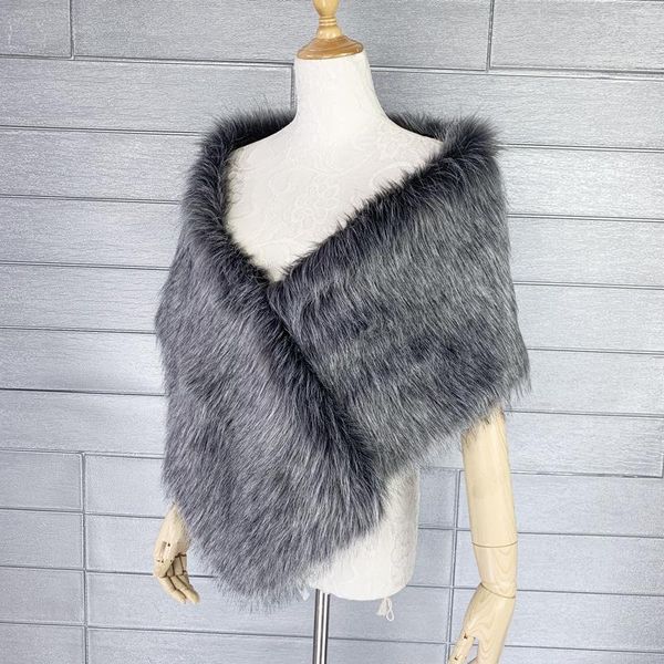 

scarves long fur nightclub imitation party cape dress waistcoat shawl, Blue;gray