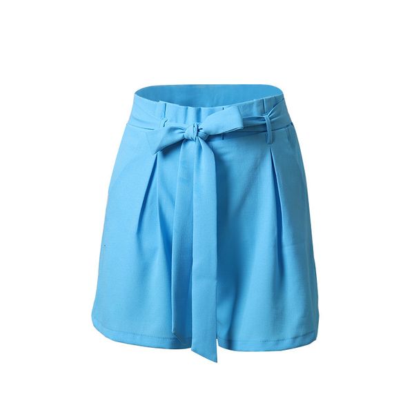 

2021 new summer leisure style commting fashion solid color belt high waist warm, flat head simple shorts 1som, White;black