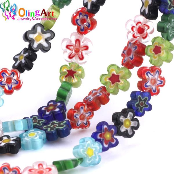 

olingart 12pcs/lot 9-15mm thousand flowers lampwork glass beads irregular plum shape diy bracelet choker necklace jewelry making bbykus