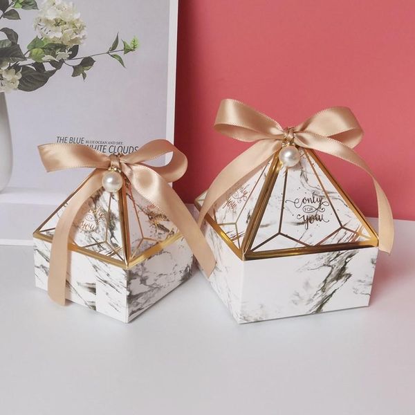 

lbsisi life diamond shape wedding candy packaging boxes birthday favor party sweet sugar marble chocolate cookie box with ribbon wmtevl