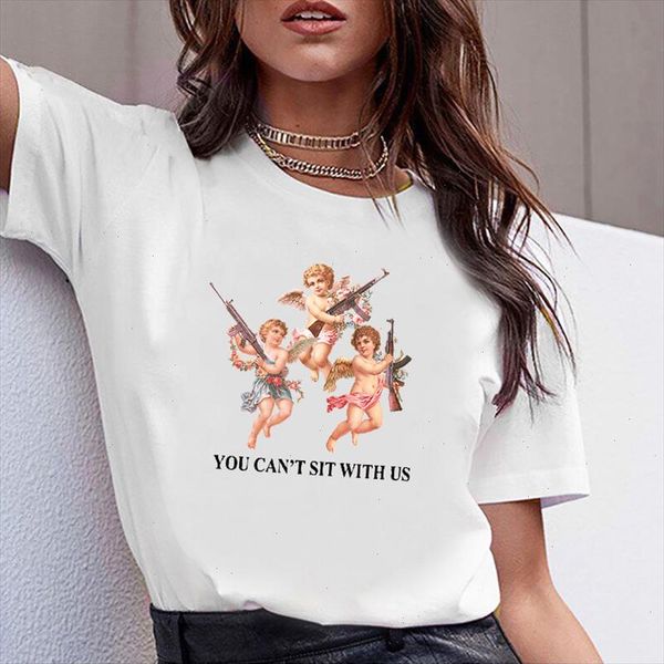 

women clothes print cute cant sit with us short sleeve tshirt printed women shirt t female t shirt casual woman tee, White