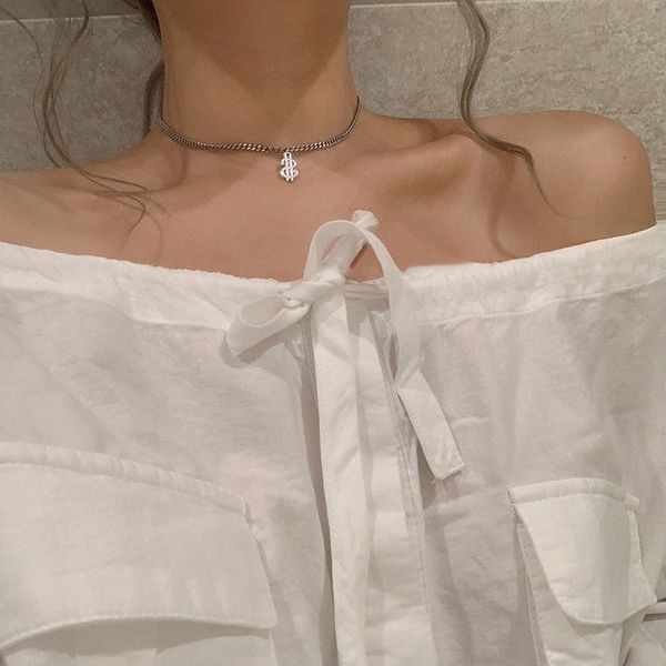 

popular titanium steel neck chain letter symbol necklace girl clavicle chain night club trampy street personality fashion hoisting, Silver