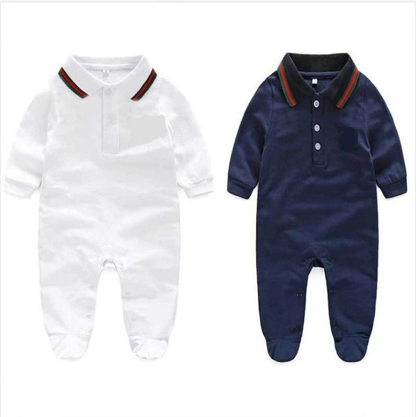 

2021 New Arrivals Baby Boys Girls Rompers Toddler Cotton Jumpsuits Spring Autumn Infant Turn-down Collar Onesies Kids Clothes, White