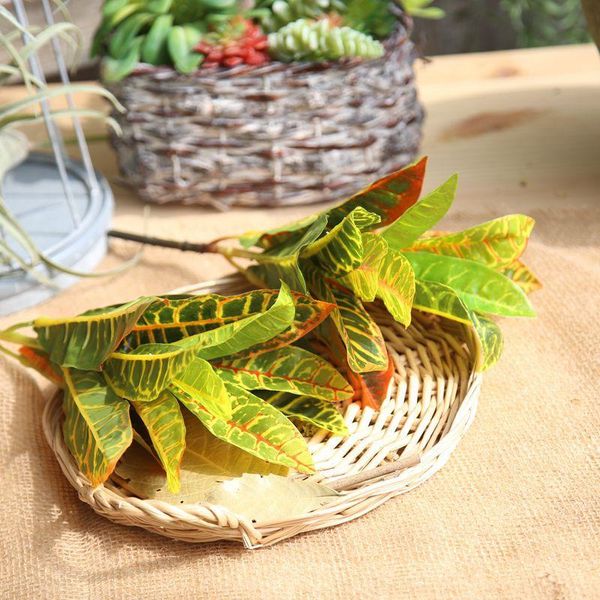 

decorative flowers & wreaths artificial colorful leaf plants fake tree leaves simulation handmade grass plastic and cloth home wedding decor