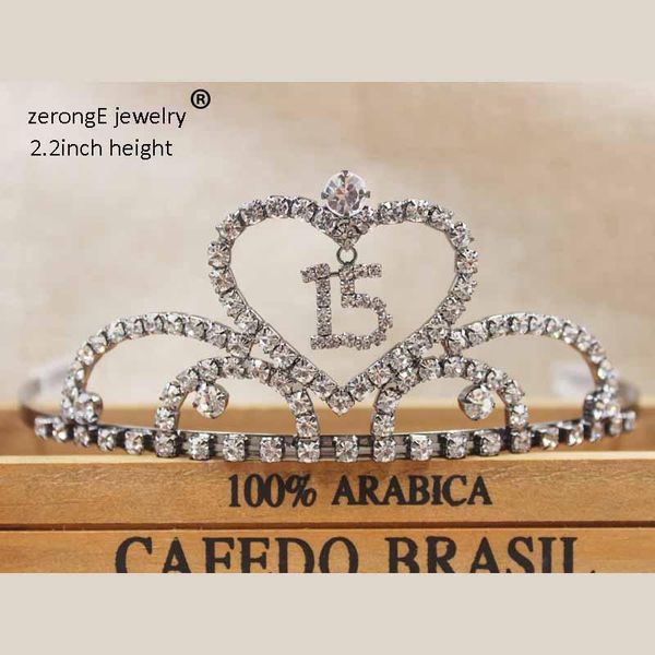 

hair clips & barrettes zeronge jewelry sweet 15 16/18//30/40/50/60 birthday crystal heart quinceanera tiara .gunmetal/silver/gold, Golden;silver