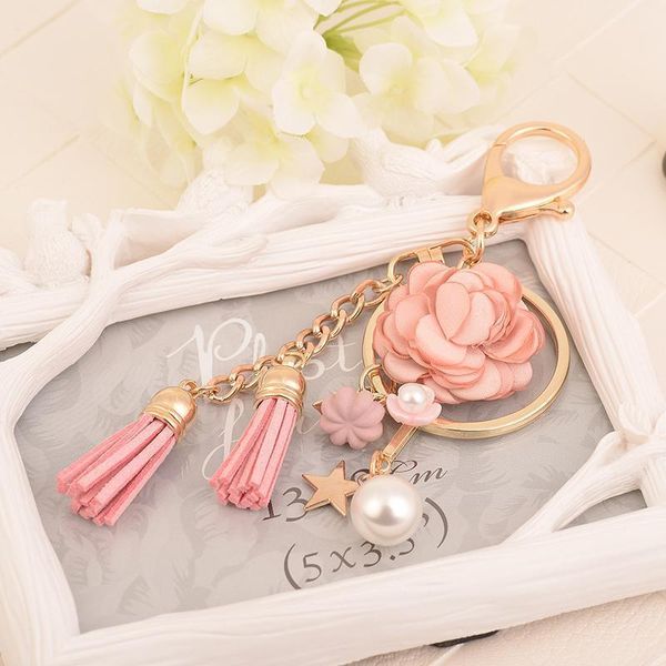 

new keychain with tassel bag pendant bag holder for women bag flower charm key chain buckle key ring ch922 h sqcpyy