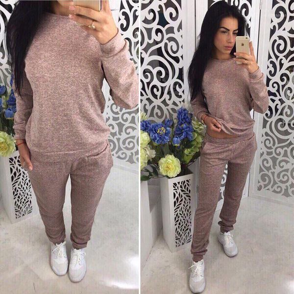 

2 piece sets new fashion casual suits autumn hooded pullover fleece & loose pants two-piece set women solid hoodies + trousers1, White