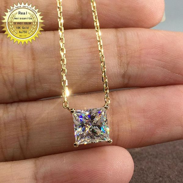 

chains solid au750 18k gold necklace 2ct moissanite diamond dvvs color with national certificate 001, Silver