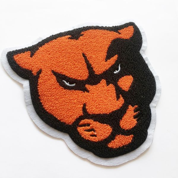 

iron on patches chenille patches custom logo embroidered patch with non-woven backing for clothing badges patches embroidery, Black