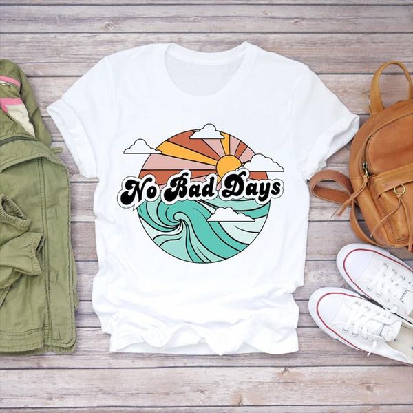 

women t shirts cartoon wave aesthetic clothes summer autumn ladies print lady womens graphic t shirt female tee shirt, White