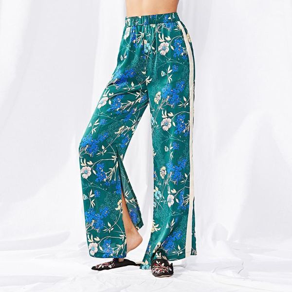 

women's pants 2020 fashion winter europe and america printed split loose casual street pants1, Black